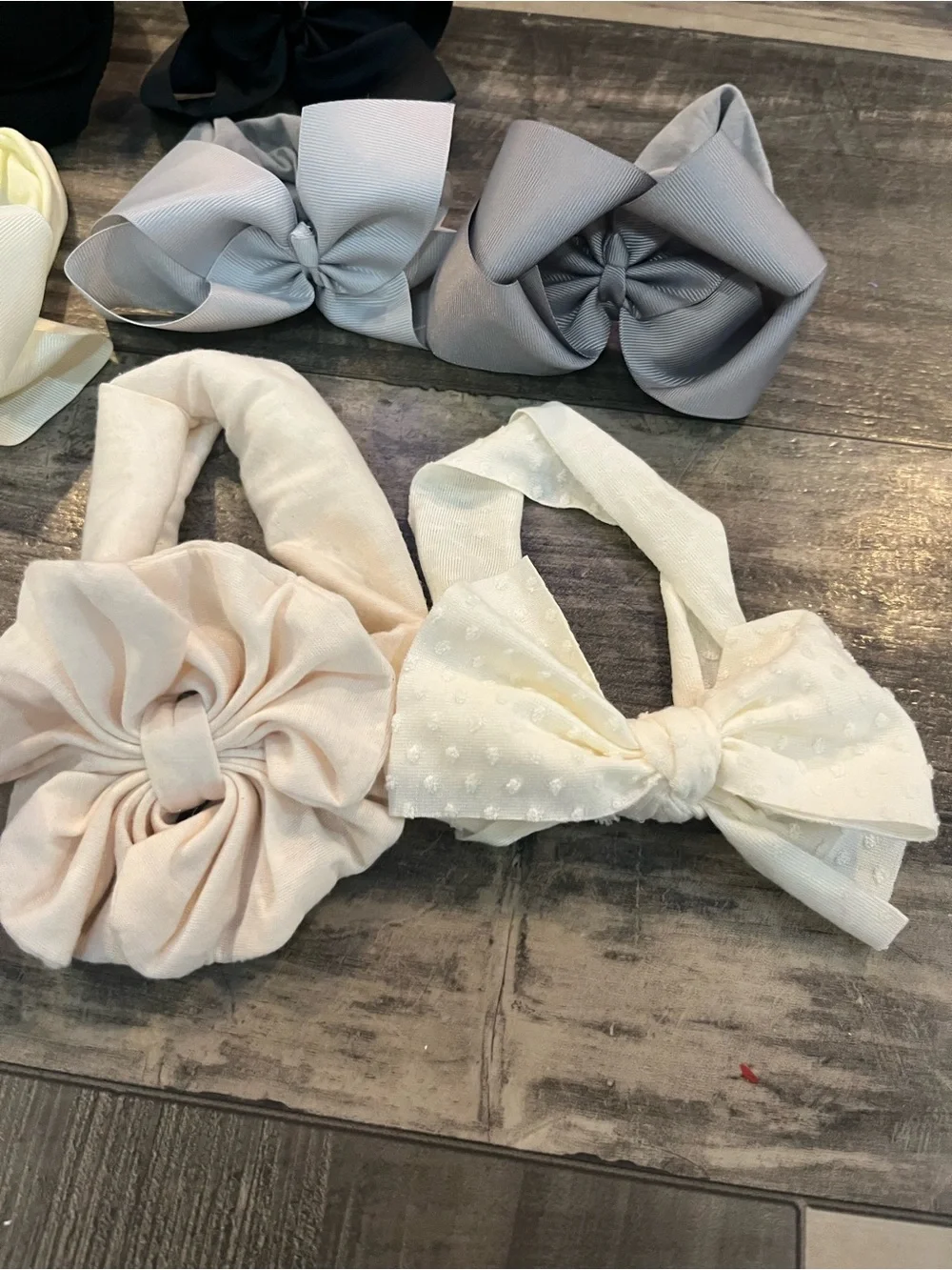 Girls Elastic Bow Headband Set - Neutral Colors
